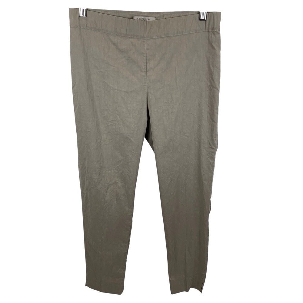 D. Exterior sz L Beige Stretch Linen Blend Slim Leg Trouser Pants Made in Italy